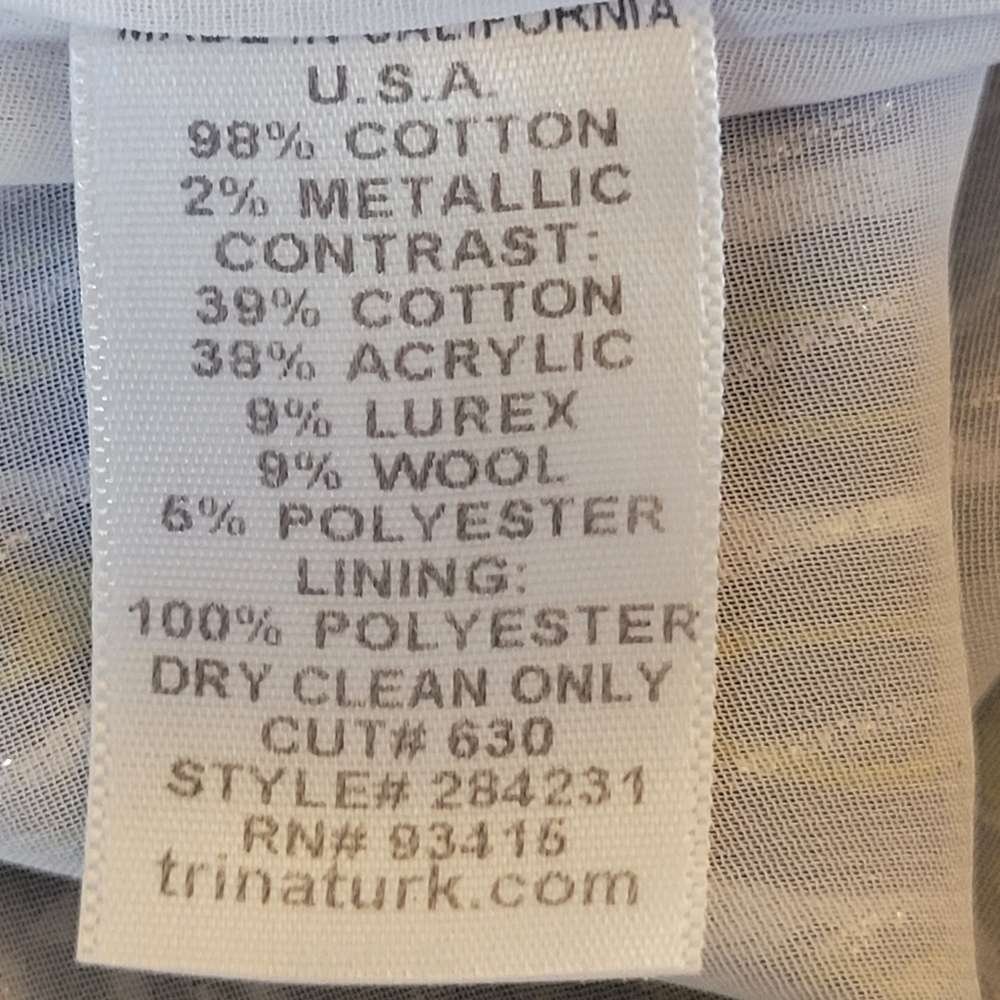 TRINA TURK metallic detail green blue high quality cotton fully lined dress lux - Picture 11 of 16
